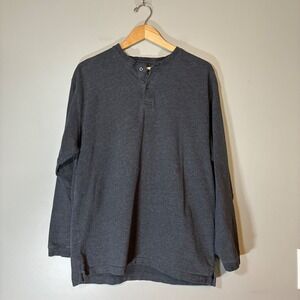 John Ashford Adventure Mens XL Henley Shirt Charcoal Gray Long Sleeve Cotton